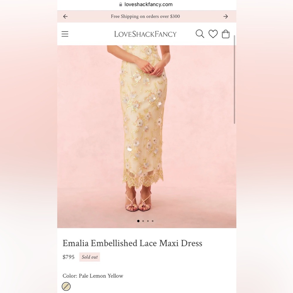 LoveShackFancy Emalia Beaded Yellow French Lace Dress - Picture 9 of 15